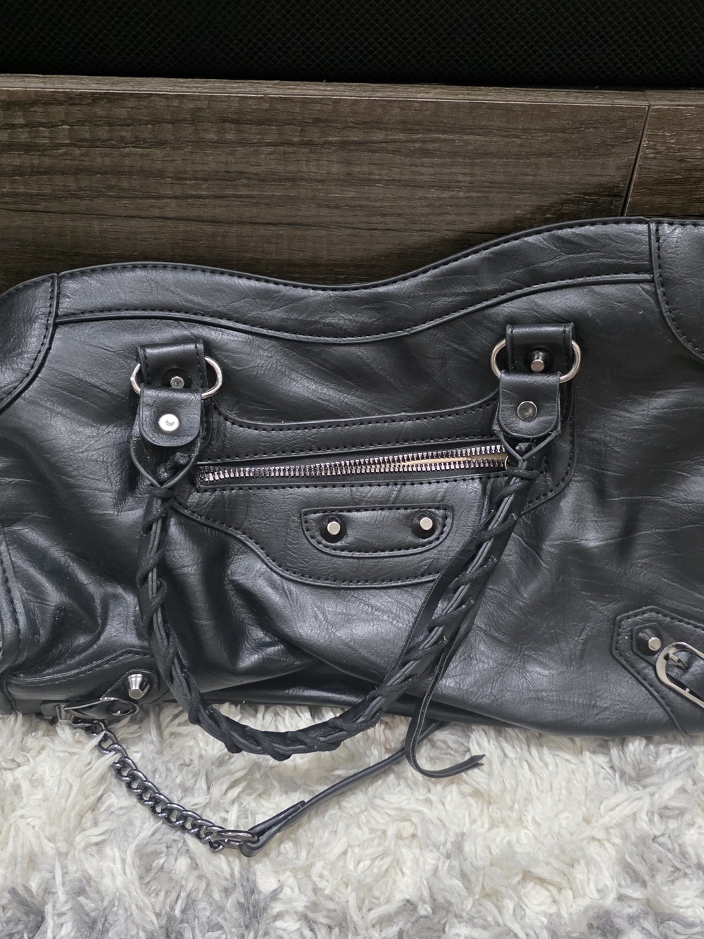 Black Women’s Satchel Handbag - Classic Leather Look